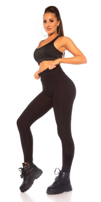 Curvy girls size! hoge taille leggings push-up zwart